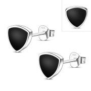 Black Onyx Reuleaux Triangle Silver Earrings, e390st